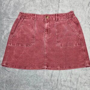American Eagle Mini Skirt Womens 10 Maroon Rose Corduroy Super Stretch Preppy